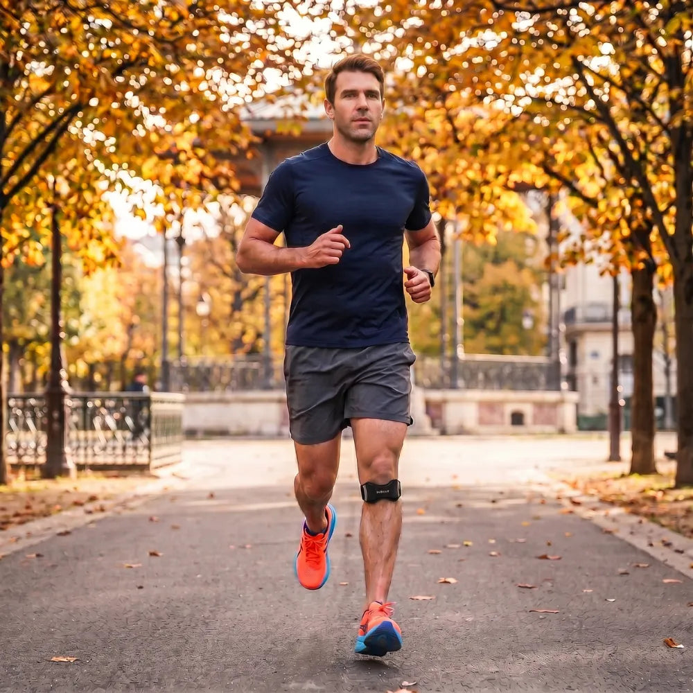 Coureur portant la sangle rotulienne Livelor